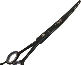 Black Pet Scissors, 7.5" Pet Gromming Curved Scissors Stainless Steel Dog Cat Hair Cutting Trimming Scissors up Curved Scissors