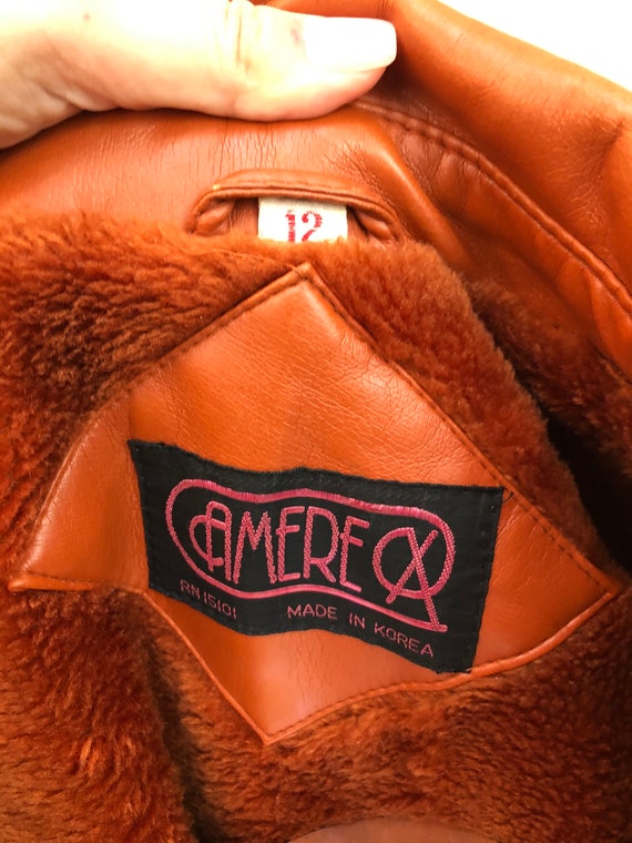 Vintage Burnt Orange/ Rust Faux Leather Coat - Gem