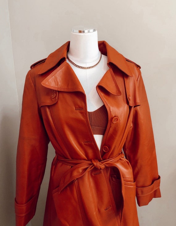 Vintage Burnt Orange/ Rust Faux Leather Coat