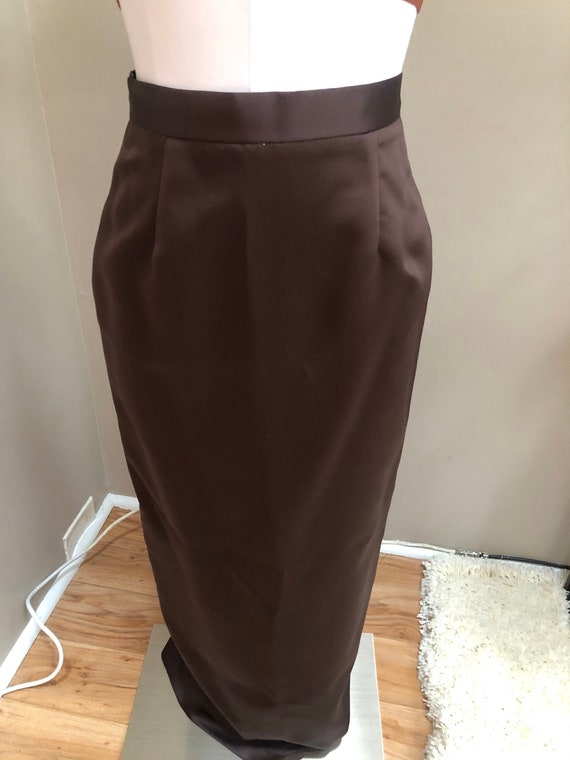 Vintage BROWN Satin Maxi Skirt