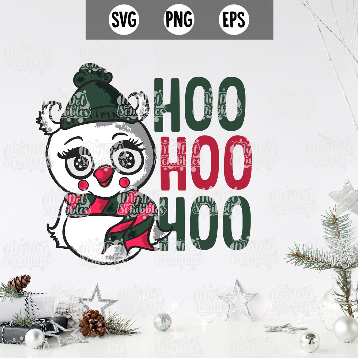 Christmas owl svg Owl svg png eps WInter clipart | Etsy