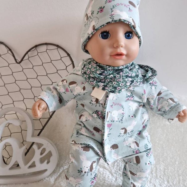 Puppenkleidung, Puppensachen, Puppenset, Puppenoutfit Puppenzubehör, Set für Puppen, Baby Annabell Baby Born Puppe 30 cm - 43 cm Hase, Igel