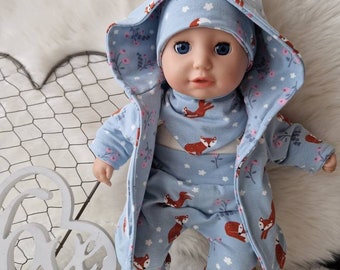Doll clothes Doll things Doll set Doll outfit Doll accessories Doll jacket Gr. 30-45 cm, light blue, fox, flowers
