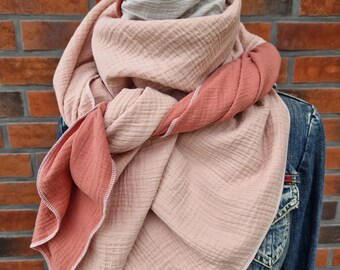 Scandi Linen Musselin Schal Damen - Weiches Halstuch Aus 100% Baumwolle