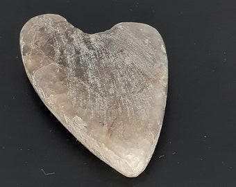 Hand Carved Quartz Heart: Rhode Island Stone Decoration, 27g