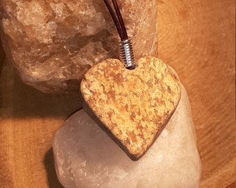 Handmade Granite Heart Necklace: Chunky Rock Pendant, 24" Leather Cord