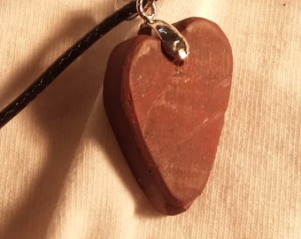 Hand Carved Ruby Red Jasper Heart Necklace - Rhode Island Stone