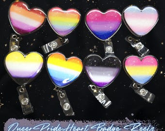 LGBTQ Pride Badge Reel: Glitter Heart, Pick Your Flag