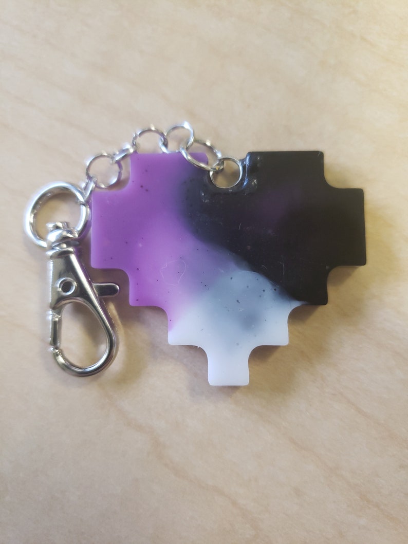 Lgbt Asexual Keychain Ready to Ship Pixel Heart