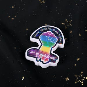 Queer People have always existed, and always will, Broken Glass Style Holographic 3 inch sticker