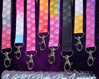 Subtle LGBT Pride Paw Print Lanyard: Choose Your Flag