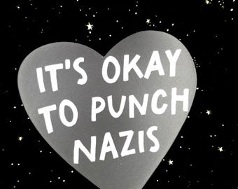 Punch Nazis Heart Magnet | Anti Fascist Car Bumper Sticker