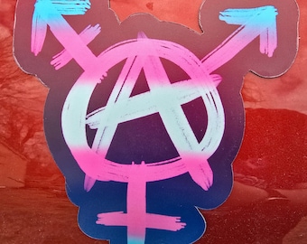 Trans Anarchy Symbol Magnet | Trans Rights, Anti-Government Car Decal