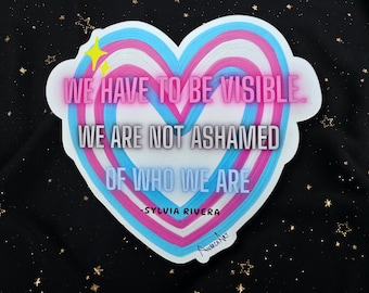 Trans Pride Flag Heart Magnet With Sylvia Rivera Quote