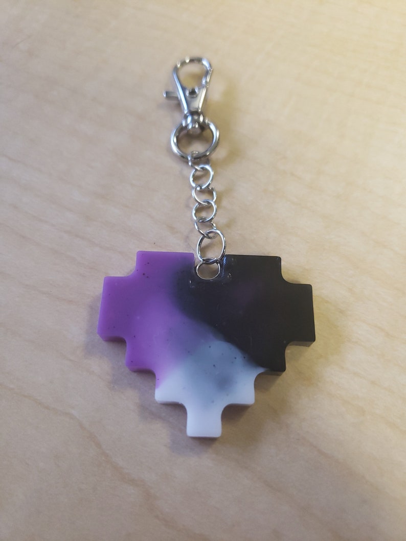Lgbt Asexual Keychain Ready to Ship Pixel Heart