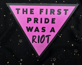 LGBT Pride Was a Riot Protest Magnet: Pink Triangle Matte Flexible Car Magnet
