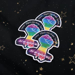 Queer People have always existed, and always will, Broken Glass Style Holographic 3 inch sticker