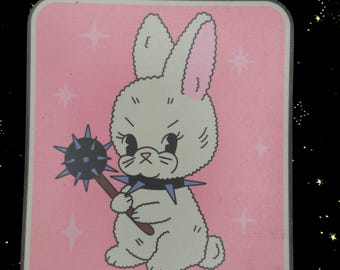 Abolish Ice Large Magnet Cartoon Bunny with Spiked Club : Anti-Trump, Anti-Racism Anti-Ice