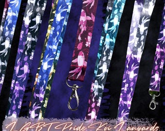 Cordón para el cuello con diseño de carpas koi del Orgullo LGBT: Diseño de río panorámico. Elige tu bandera.