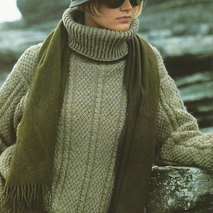 DIGITAL DOWNLOAD PDF Knitting Pattern - Irish Moss Turtleneck Sweater Size 32-38