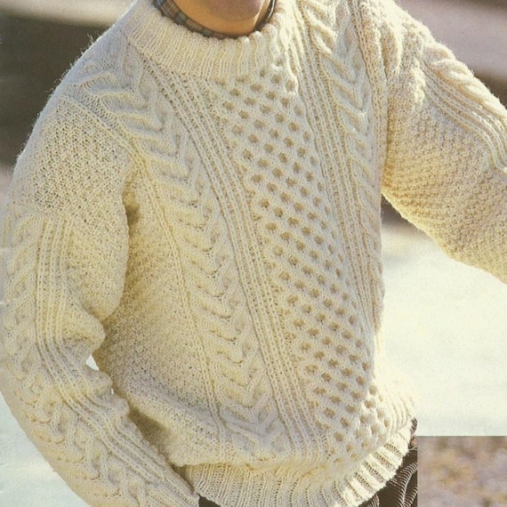 DIGITAL DOWNLOAD PDF Knitting Pattern Men's Aran Sweater - Etsy