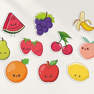 A5 Sticker Sheet Cute Fruit Vinyl Stickers - Funny Food Kawaii Faces Cartoon Illustration Japan Strawberry Banana Pear Aesthetic Gift #78737