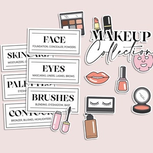 16 moderne Make-up-Vinylaufkleber – Organisation, Mädchen, Hautpflegeprodukte, Make-up-Zubehör, Aufbewahrung für Behälter, Etiketten, Schubladenetikett – #77515