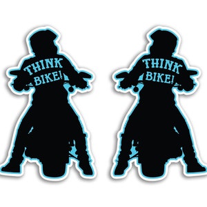 2 x 15cm Think Bike Vinyl Stickers - Biker Motorbike Motorcycle Awareness Warning Bumper Safety Car Vehicle Van Sign Decal Sticker #81841