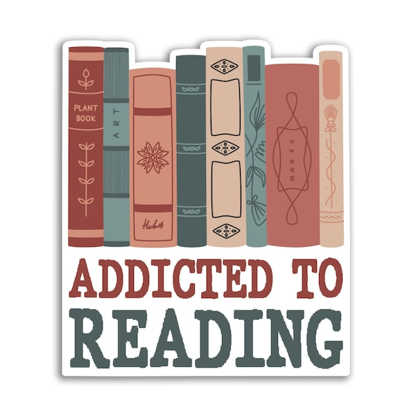 2 x 10cm Addicted to Reading Stickers - Book Worm Books Men Women Girls Addiction Addict Love Fan Decal Luggage Laptop Gift Sticker #80113