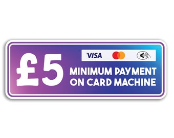 2 x 15cm Minimum Card Payment Vinyl Stickers - Shop Sign Notice Money Contactless Small Business Hotel Taxi Credit Labels Sticker #81673