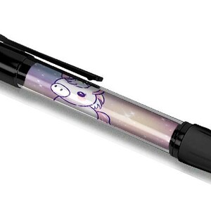 Unicorn Black Ballpoint Pen - Horse Mythical Star Space Safari Zoo Farm Kawaii Pattern Cartoon Pets Paws Office Stationary Student #82020