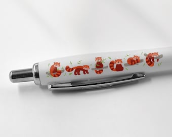 1 x Red Lesser Panda Black Pen - Bear Wild Animals Stationary School Equipment Teacher Friend Kids Girls Boys Christmas Birthday Gift #80769