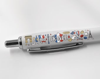 1 x Frankrijk Zwarte Pen - Parijs Bezienswaardigheden Reizen Vakantie Stationair Schooluitrusting Leraar Vriend Meisjes Jongens Kerst Verjaardagscadeau #81395