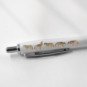 1 x Wolf Black Pen - Wolves Wild Animals Cartoon Stationary School Equipment Teacher Friend Girls Boys Christmas Birthday Gift #80675