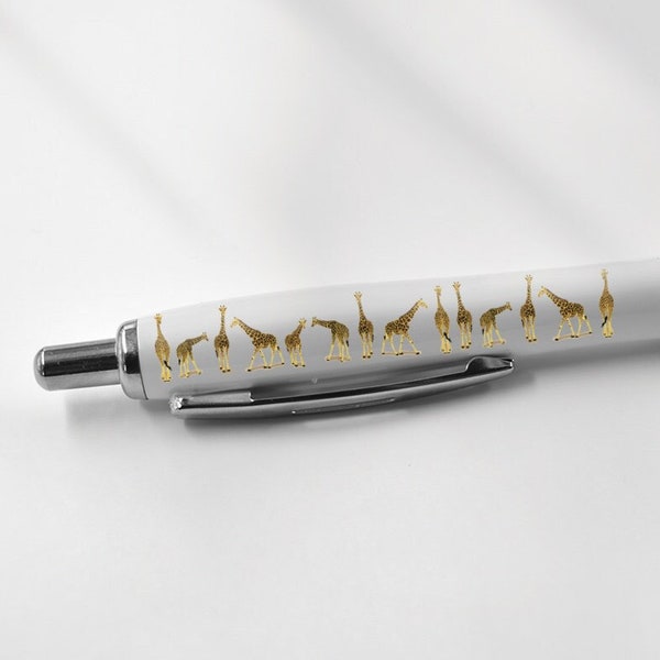 1 x Giraffe Black Pen - Safari Zoo Animals Cartoon Stationary School Equipment Teacher Friend Girls Boys Christmas Birthday Gift #80670