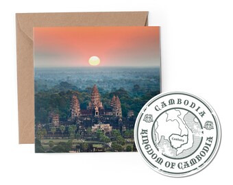 1 x Greeting Card & Vinyl Sticker Set - Cambodia Angkor Wat Temple Travel Holiday Landmark Map Flag City Friend Girls Boys Scrapbook #79947