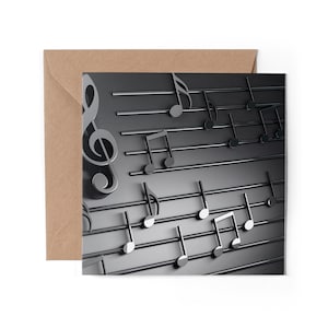 1 x Greeting Card - Music Notes Musical Instruments Pattern Birthday Thank You Friend Lover Fan Mum Dad Kids Gift #14851