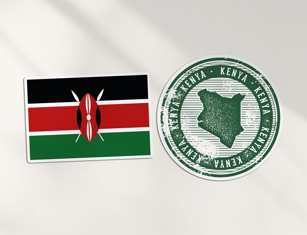 2 X 10cm Kenya Vinyl Stickers Kenyan African Country Map Flag Holiday Travel Adventure Luggage