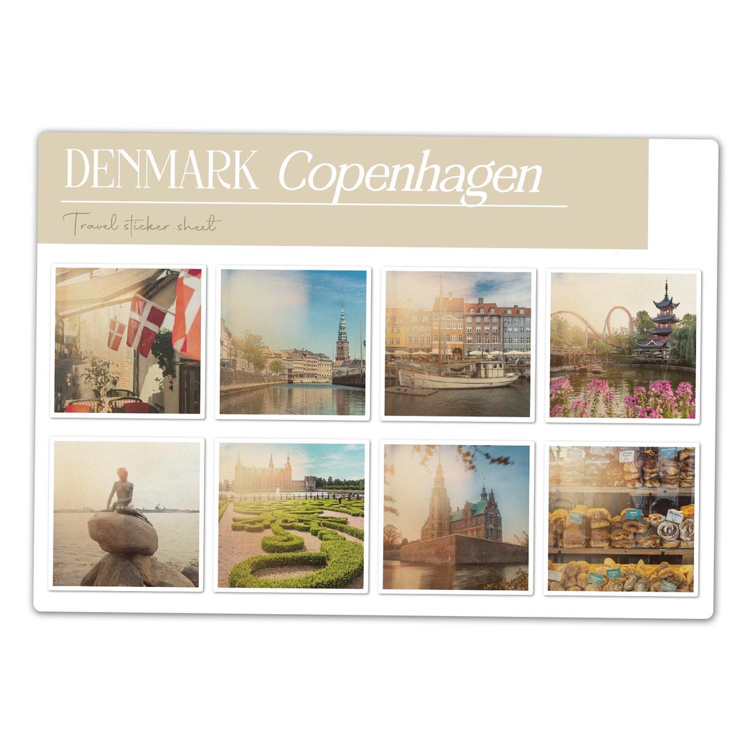 A5 Sticker Sheet Copenhagen Vinyl Stickers - Denmark Danish Landmarks ...