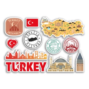 A5 Sticker Sheet Turkey Landmarks Vinyl Stickers - Turkish Map Airport ...