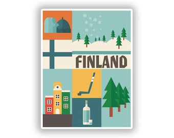 2 x 10cm Finland Vinyl Stickers - Landscape Holiday Finnish Travel Illustration Landmarks Rustic Gift Kids Boys Girls Sticker #10767