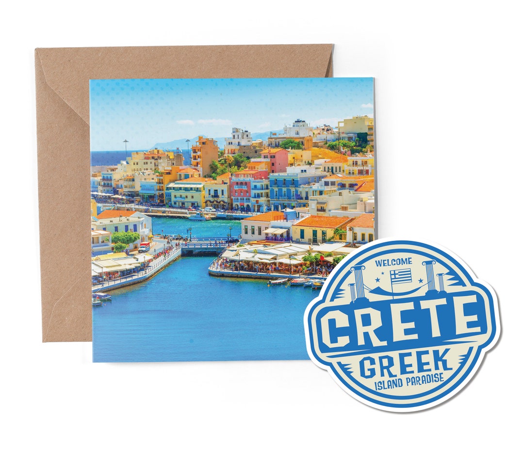 1 X Greeting Card & Vinyl Sticker Set - Crete Greece Greek Landmark ...