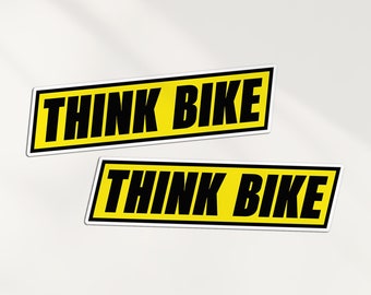Think Bike Biker Sticker – Yellow – Vinyl Decal For Car Motorbike Bumper Window – Glossy, Water Resistant – UK Made