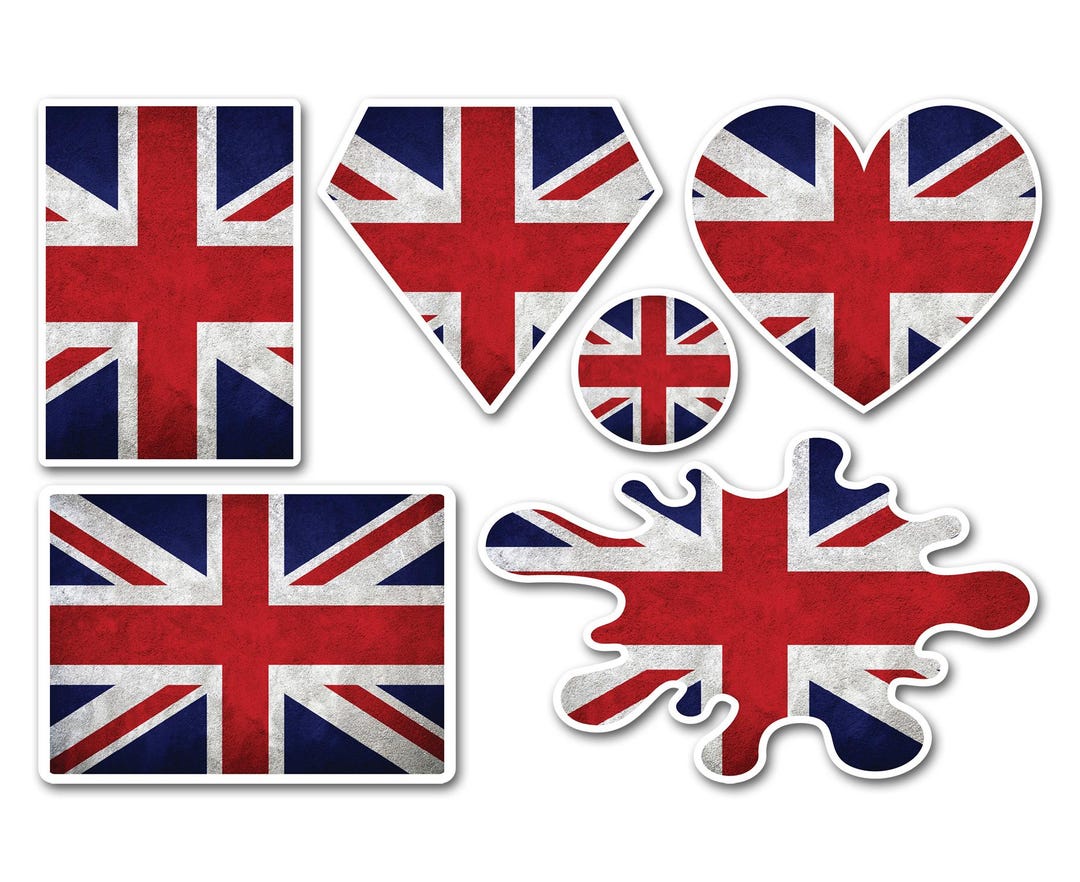 A5 Sticker Sheet Union Jack Flags Vinyl Stickers - UK GB England Heart ...