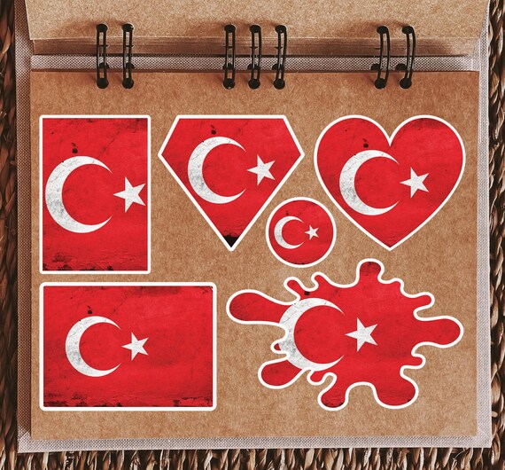 A4 Aufkleberbogen Mit Türkei-Flaggen Design – Glänzende Vinyl-Aufkleber Für Auto, Laptop & Deko