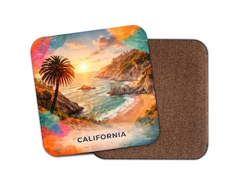 1 posavasos del estado de California (EE. UU.) - Recuerdo de arte moderno para viajes y vacaciones en Estados Unidos n.° 72135