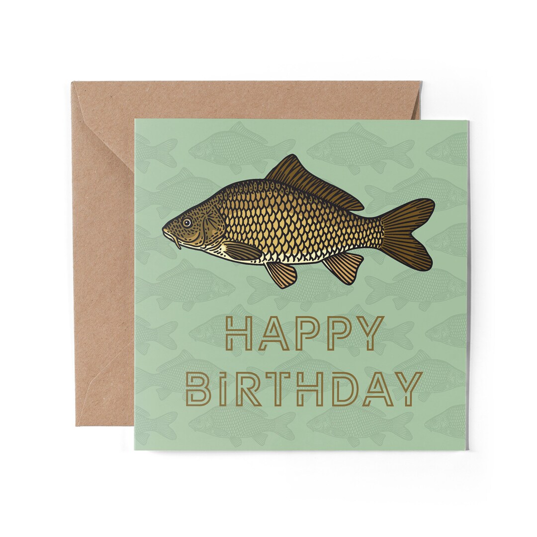 1 X Greeting Card - Happy Birthday Carp Fish Fishing Birthday Dad ...