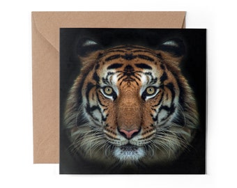 1 x Greeting Card - Tiger Face Portrait Wild Animal Big Cat Birthday Thank You Well Done Wall Art Gift #71045