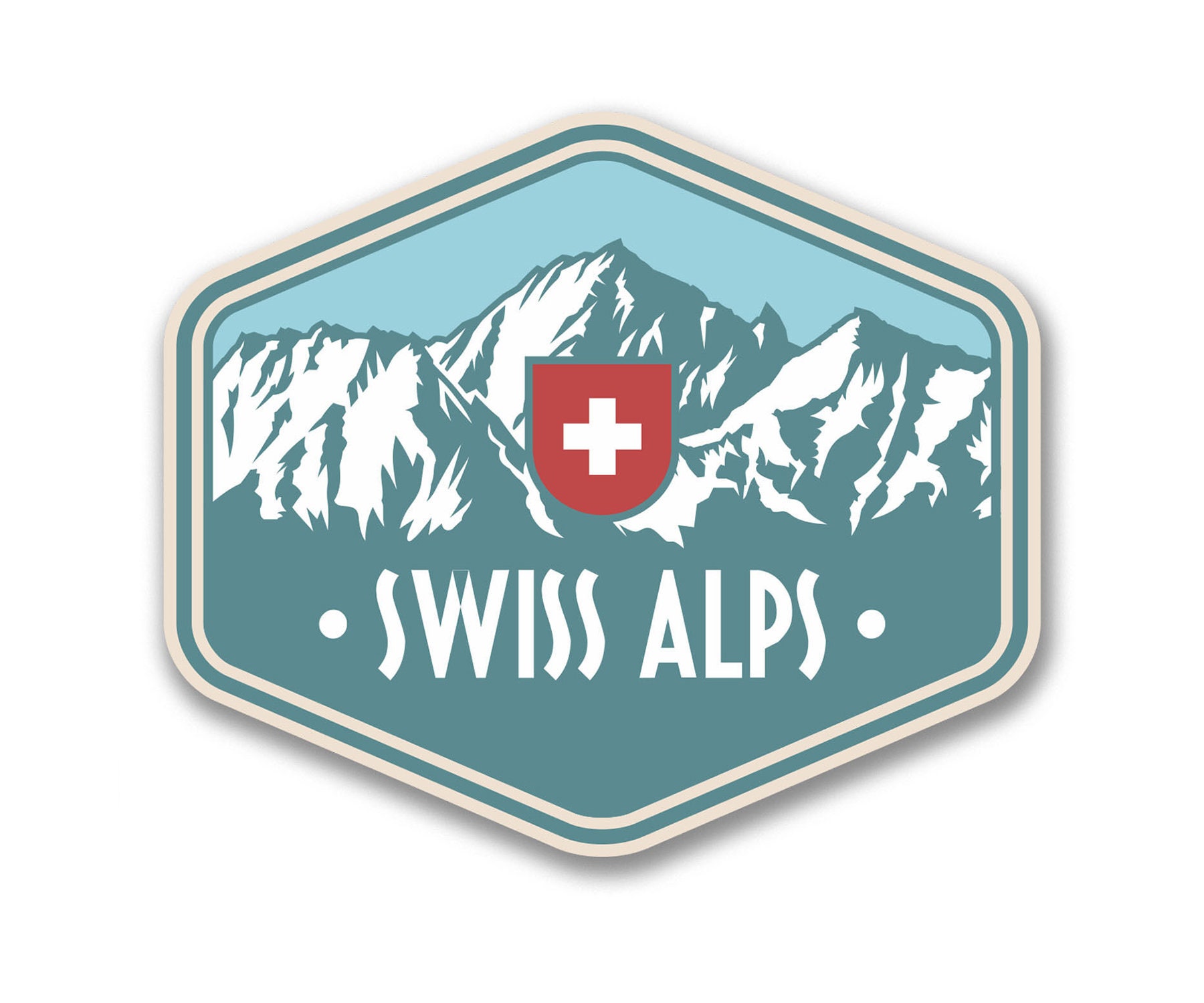 2 X 10cm Wide Swiss Alps Vinyl Stickers - Winter Ski Skiing Mountain ...