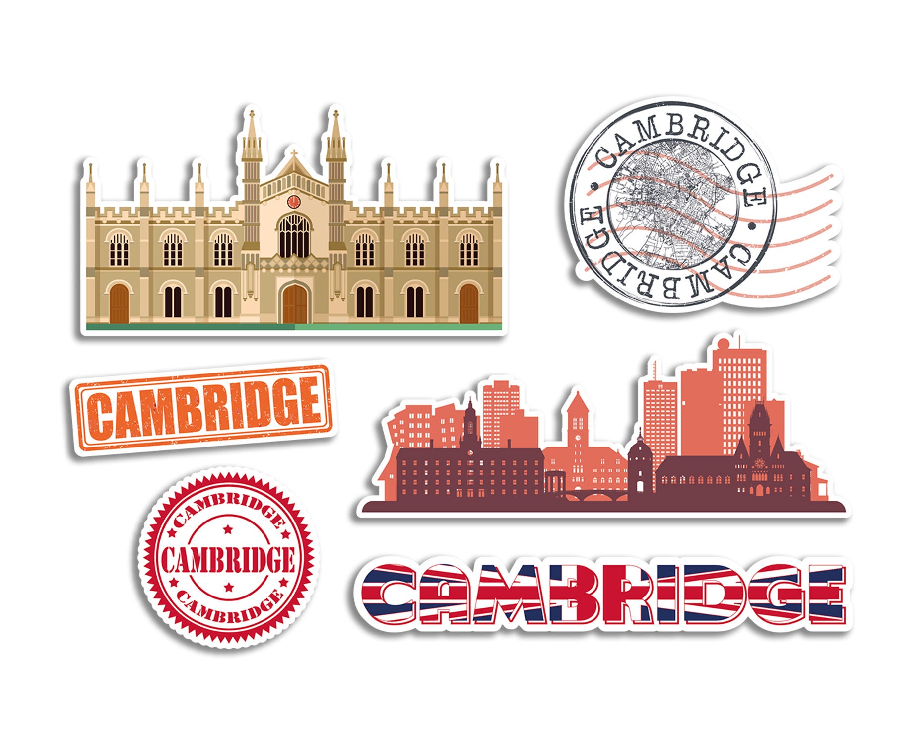 A5 Aufkleberbogen England-Sehenswürdigkeiten – Blaues Design Mit London Skyline, UK-Flagge & Karte, Glänzendes Vinyl (100 µm), Selbst In GB Gedruckt